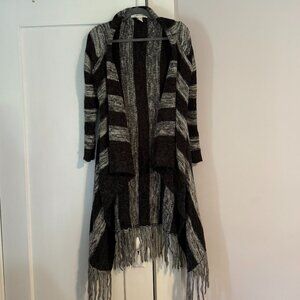Vintage Havana fringed duster cardigan sweater, sz small